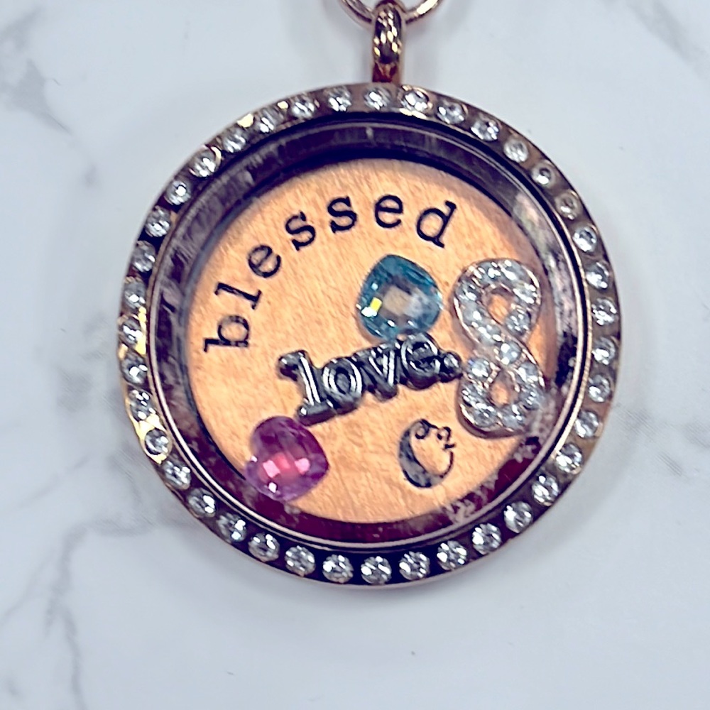 Original Owl rose gold toned “blessed” necklace and earrings